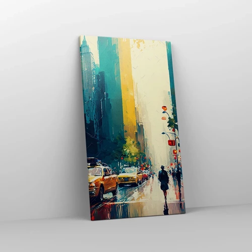 Schilderen op canvas - New York – zelfs de regen is hier kleurrijk - 45x80 cm