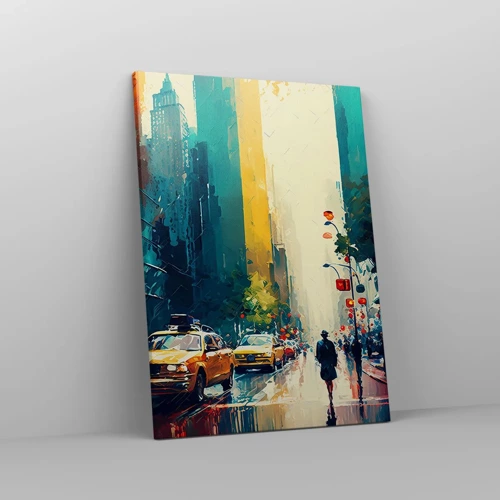 Schilderen op canvas - New York – zelfs de regen is hier kleurrijk - 50x70 cm