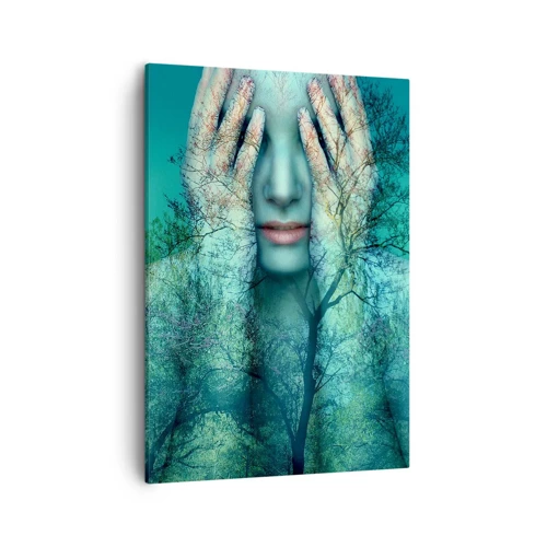 Schilderen op canvas - Ondergedompeld in blauw - 50x70 cm