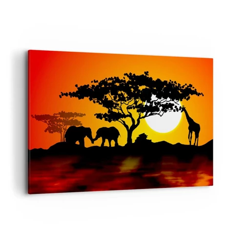 Schilderen op canvas - Ontmoeting in de savanne - 120x80 cm