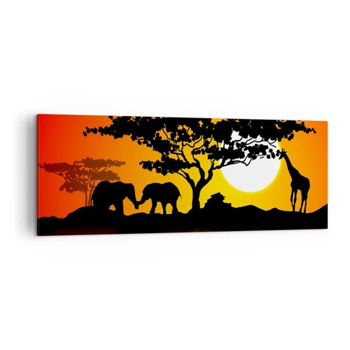 Schilderen op canvas - Ontmoeting in de savanne - 140x50 cm