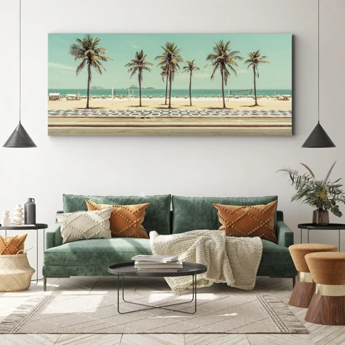 Schilderen op canvas - Op wacht op het strand - 100x40 cm