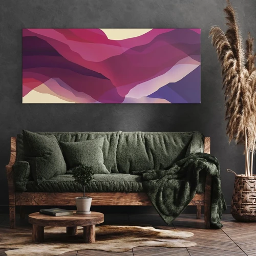 Schilderen op canvas - Paarse golven - 100x40 cm