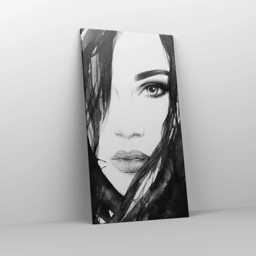 Schilderen op canvas - Portret van een dame in zwart en wit - 65x120 cm