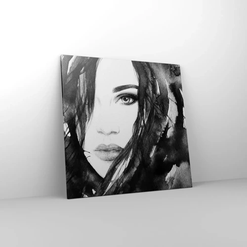 Schilderen op canvas - Portret van een dame in zwart en wit - 70x70 cm