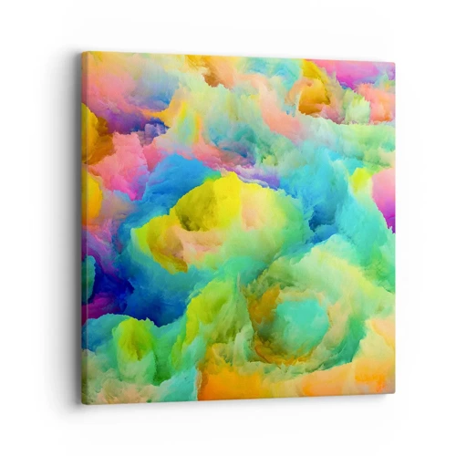 Schilderen op canvas - Regenboog dons - 40x40 cm