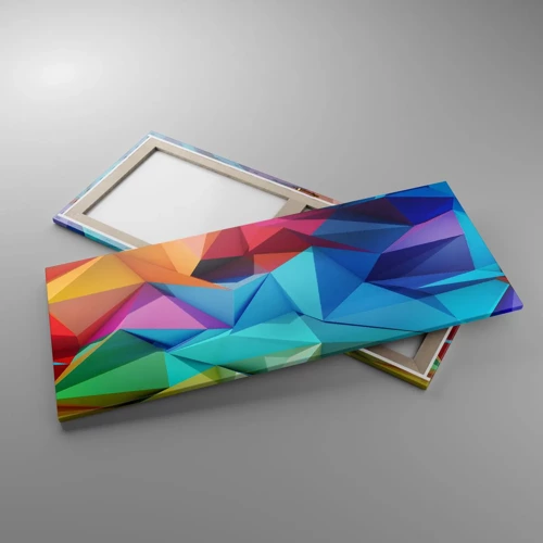 Schilderen op canvas - Regenboog origami - 120x50 cm