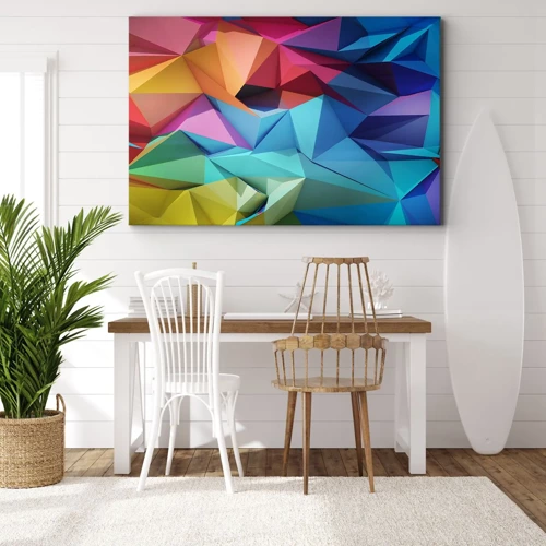 Schilderen op canvas - Regenboog origami - 120x80 cm