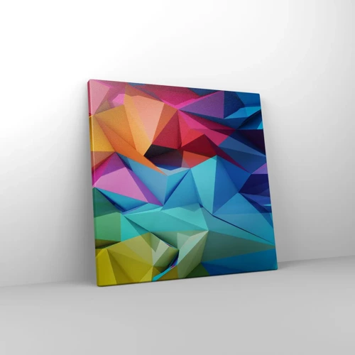 Schilderen op canvas - Regenboog origami - 40x40 cm