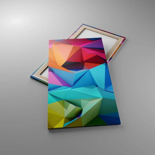 Schilderen op canvas - Regenboog origami - 55x100 cm