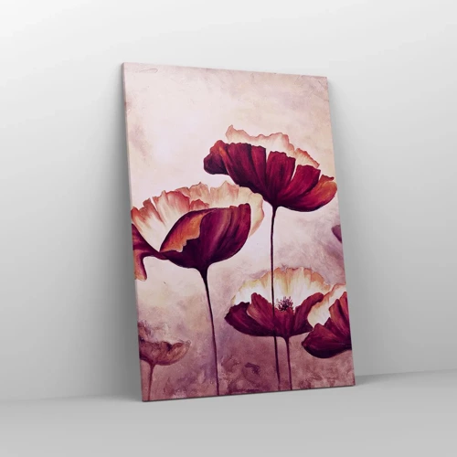 Schilderen op canvas - Rood en wit bloemblad - 70x100 cm