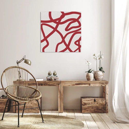 Schilderen op canvas - Rood op wit - 40x40 cm