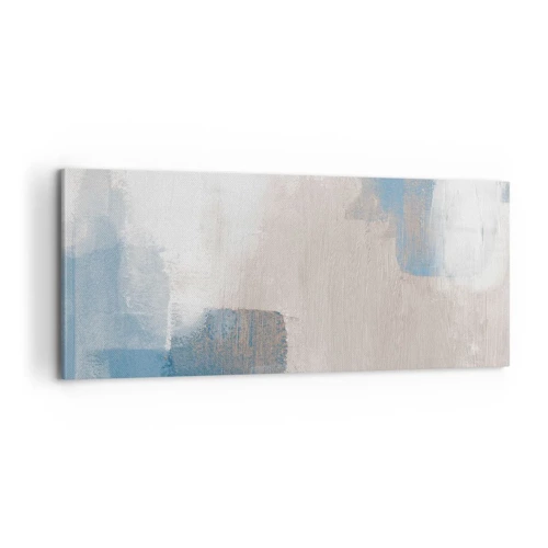 Schilderen op canvas - Roze abstractie achter een blauw gordijn - 100x40 cm