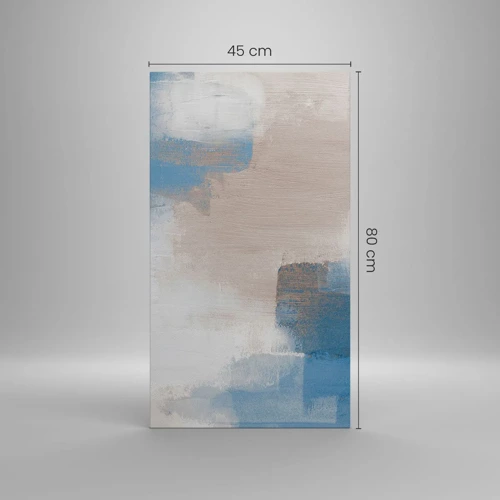Schilderen op canvas - Roze abstractie achter een blauw gordijn - 45x80 cm