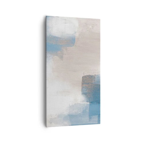 Schilderen op canvas - Roze abstractie achter een blauw gordijn - 55x100 cm
