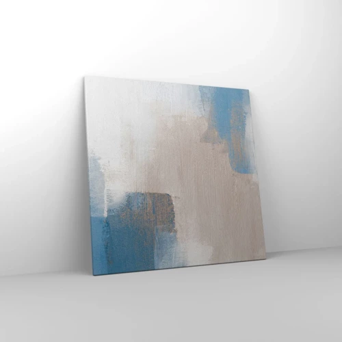 Schilderen op canvas - Roze abstractie achter een blauw gordijn - 70x70 cm