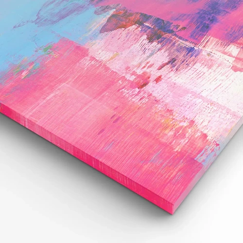 Schilderen op canvas - Roze, blauw en een vleugje licht - 100x40 cm