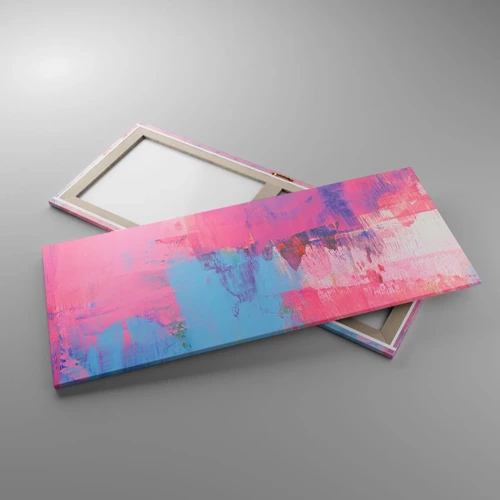 Schilderen op canvas - Roze, blauw en een vleugje licht - 120x50 cm