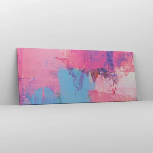 Schilderen op canvas - Roze, blauw en een vleugje licht - 120x50 cm