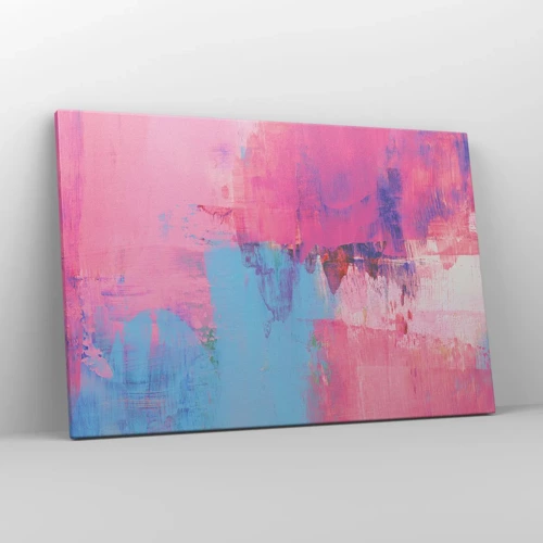 Schilderen op canvas - Roze, blauw en een vleugje licht - 120x80 cm