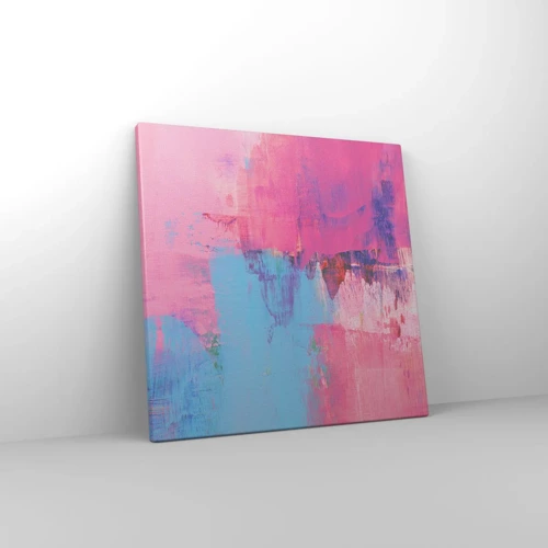 Schilderen op canvas - Roze, blauw en een vleugje licht - 40x40 cm