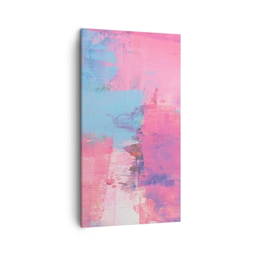 Schilderen op canvas - Roze, blauw en een vleugje licht - 45x80 cm