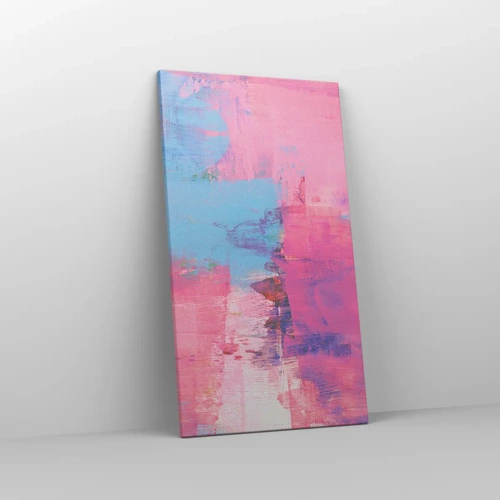 Schilderen op canvas - Roze, blauw en een vleugje licht - 45x80 cm