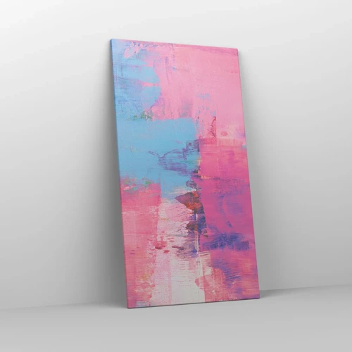 Schilderen op canvas - Roze, blauw en een vleugje licht - 65x120 cm