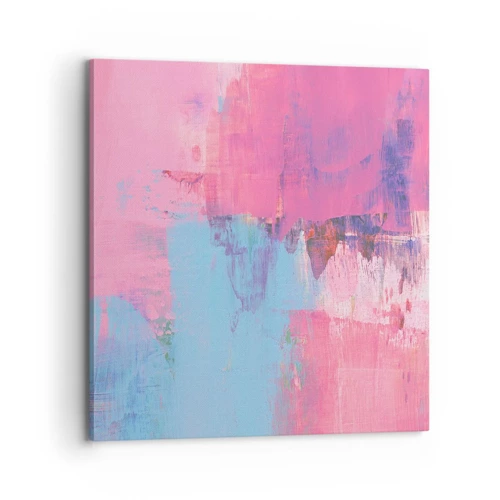 Schilderen op canvas - Roze, blauw en een vleugje licht - 70x70 cm