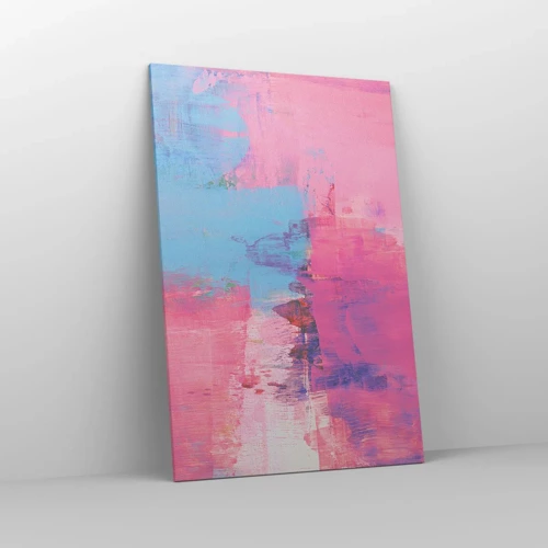 Schilderen op canvas - Roze, blauw en een vleugje licht - 80x120 cm