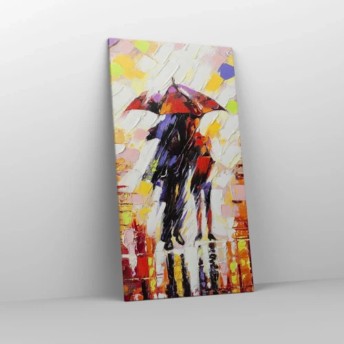 Schilderen op canvas - Samen door de nacht en regen - 65x120 cm