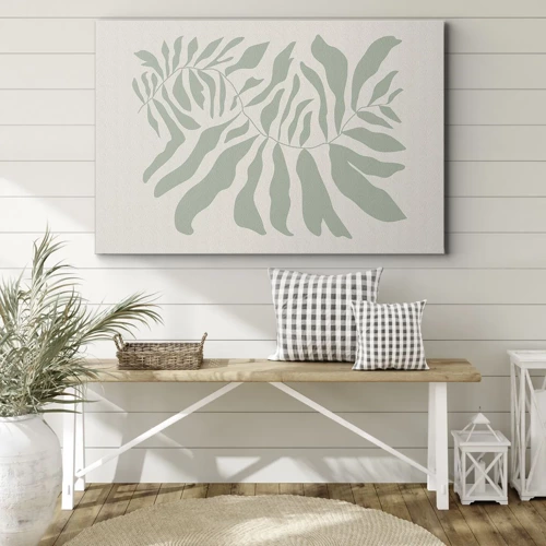 Schilderen op canvas - Smaragdgroene tak - 70x50 cm