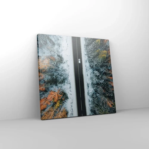 Schilderen op canvas - Snijd door het winterbos - 30x30 cm