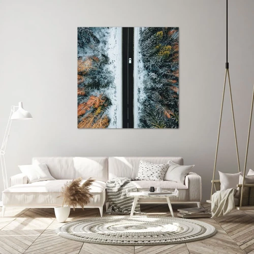 Schilderen op canvas - Snijd door het winterbos - 40x40 cm