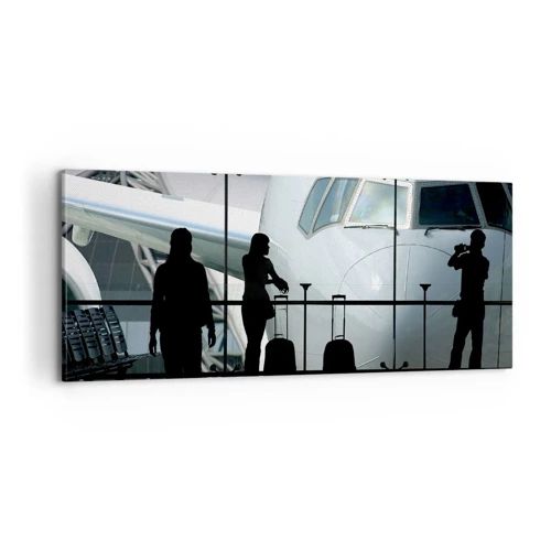 Schilderen op canvas - Vis a vis op de luchthaven - 100x40 cm