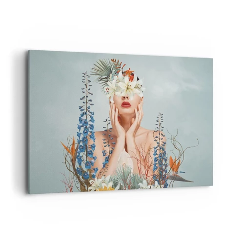 Schilderen op canvas - Vrouw - bloem - 120x80 cm