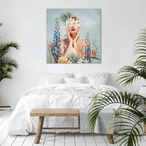 Schilderen op canvas - Vrouw - bloem - 40x40 cm
