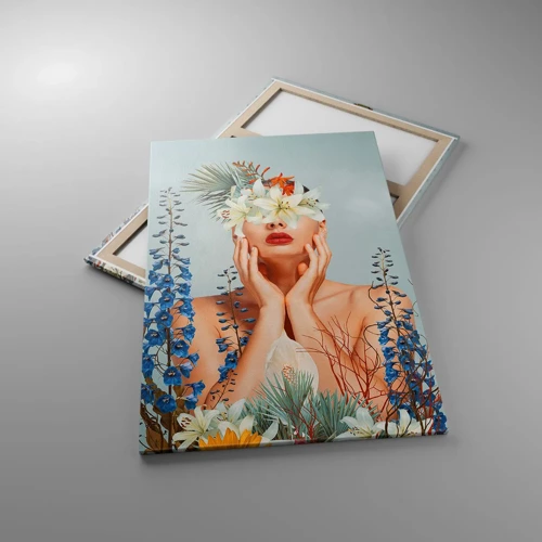 Schilderen op canvas - Vrouw - bloem - 80x120 cm