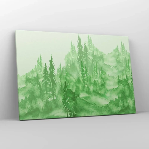 Schilderen op canvas - Wazig met groene mist - 120x80 cm