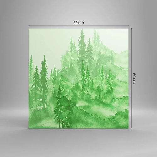 Schilderen op canvas - Wazig met groene mist - 50x50 cm