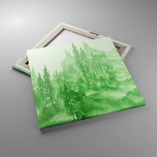 Schilderen op canvas - Wazig met groene mist - 60x60 cm