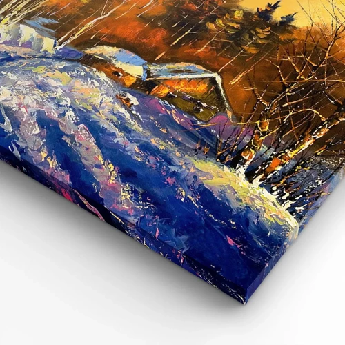Schilderen op canvas - Winter impressie in de zon - 55x100 cm