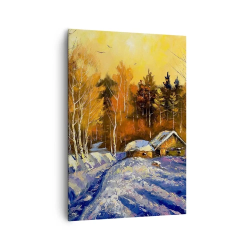 Schilderen op canvas - Winter impressie in de zon - 70x100 cm