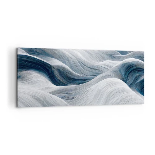 Schilderen op canvas - Witte en blauwe golven - 100x40 cm