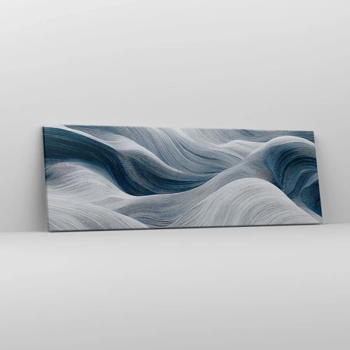 Schilderen op canvas - Witte en blauwe golven - 90x30 cm