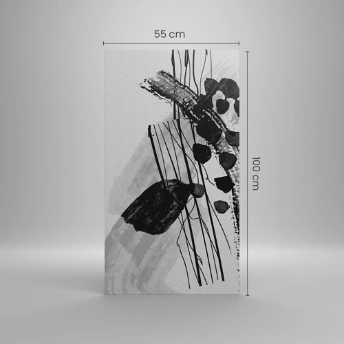 Schilderen op canvas - Zwart-wit organische abstractie - 55x100 cm