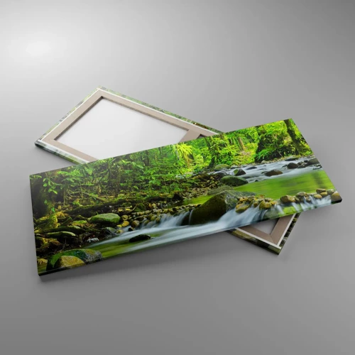 Schilderen op canvas - Zwemmen in een zee van groen - 120x50 cm
