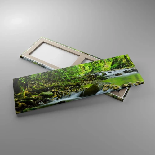 Schilderen op canvas - Zwemmen in een zee van groen - 90x30 cm