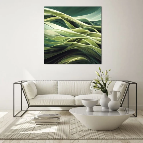 Schilderen op glas - Abstract groen spel - 70x70 cm