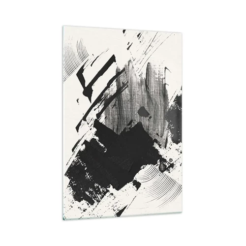 Schilderen op glas - Abstractie – expressie van zwart - 70x100 cm